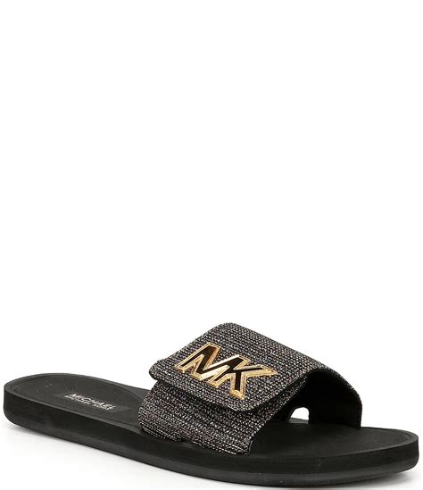 michael kors logo slide sandals|Michael Kors slides on sale.